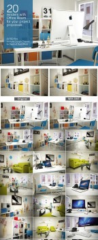 20 Image Renders Indoor Office Room