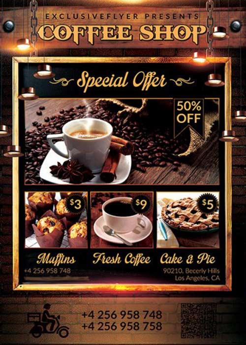 Coffee Shop V4 Premium PSD Flyer Template + Facebook Cover