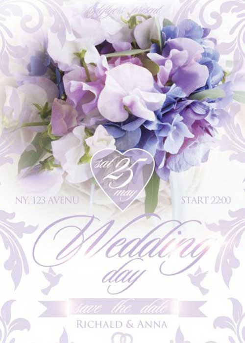 Wedding Day. Save the Date Flyer PSD Template + Facebook Cover