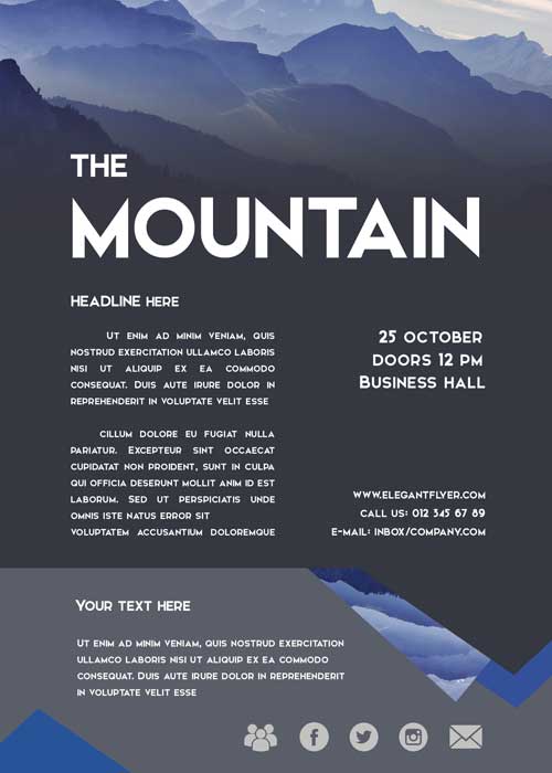 Mountain PREMIUM Flyer PSD Template + Facebook Cover