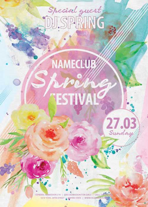 Spring Festival V7 PSD Flyer Template with Facebook Cover