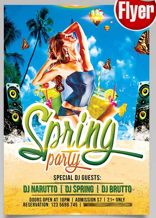 Spring Party V8 Flyer PSD Template + Facebook Cover