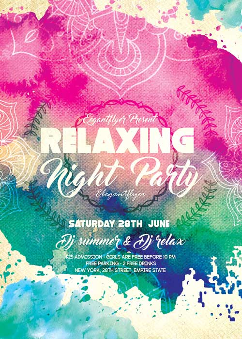 Relaxing Night Party Flyer PSD Template + Facebook Cover
