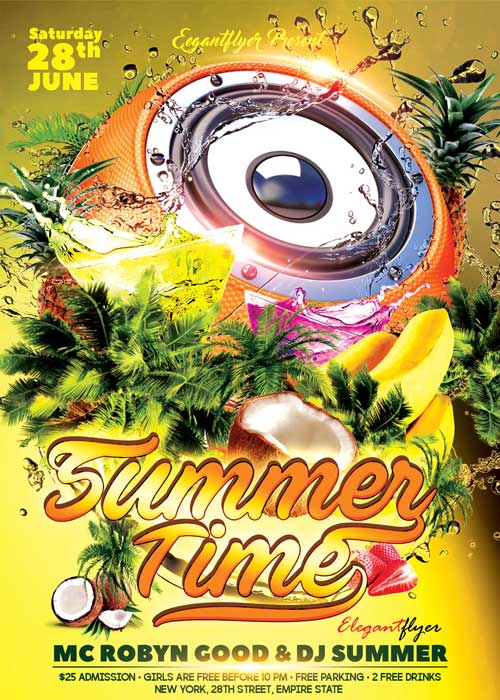 Summer Time V02 Flyer PSD Template + Facebook Cover