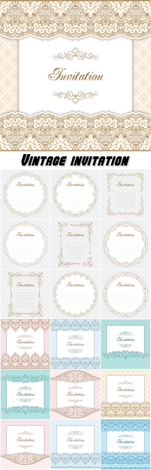 Vintage invitation, calligraphy vector frame